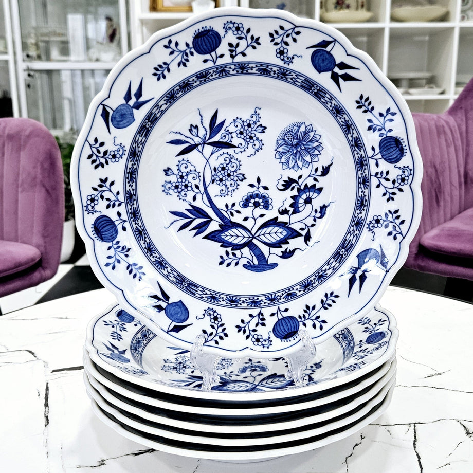 6-teiliges Set Hutschenreuther Porzellan Zwiebelmuster tiefer Teller ( –